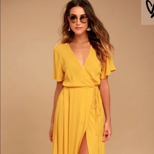 Much Obliged Golden Yellow Wrap Maxi Dress